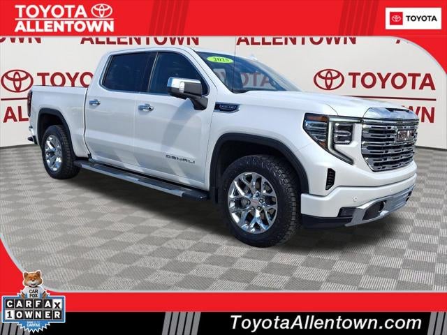 2025 GMC Sierra Denali in White Frost Tricoat — front three-quarter view