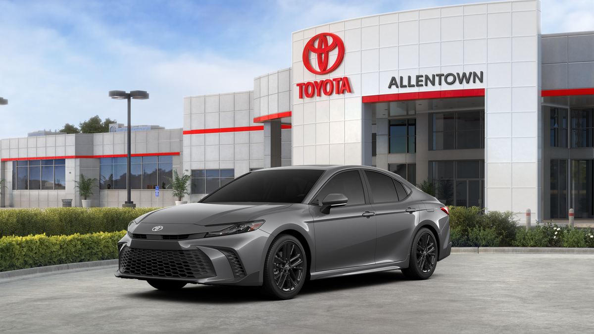 2026 Toyota Camry SE in Heavy Metal — front three-quarter view