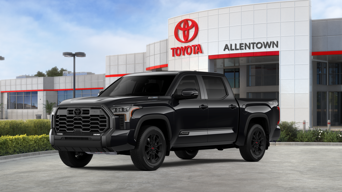 2026 Toyota Tundra i-FORCE MAX Platinum i-FORCE MAX in Midnight Black Metallic — front three-quarter view