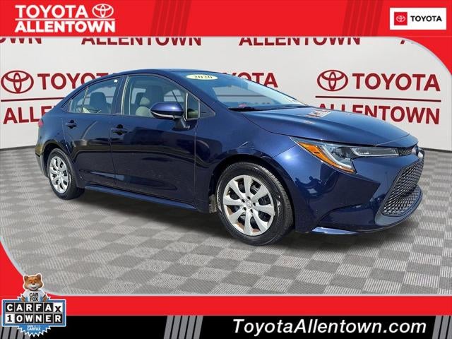 2020 Toyota Corolla LE in Blueprint — front three-quarter view
